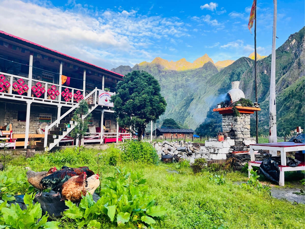 Beautiful scenery while staying at teahouse of the Kanchenjung region